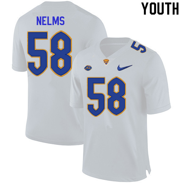Youth #58 Bryce Nelms Pitt Panthers College Football Jerseys Sale-White